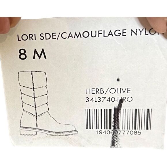 Aquatalia Lori Suede with Side Nylon Puff in Camouflage Water Resistant Olive Gr - Picture 12 of 13